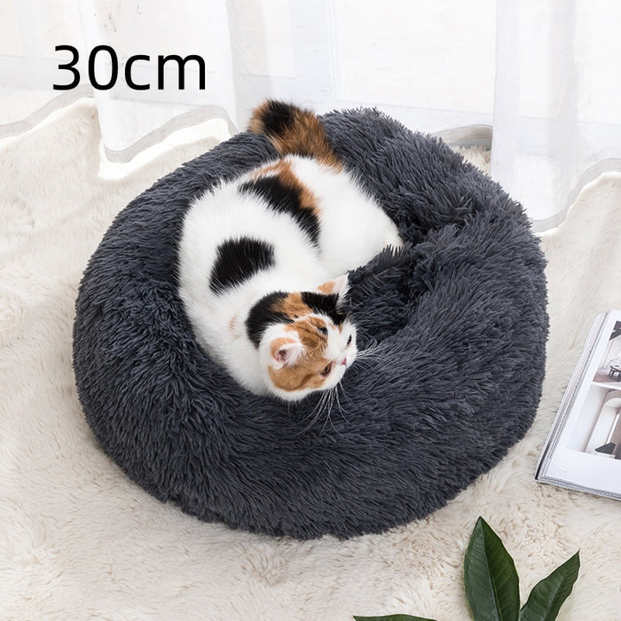 Myslunda Rund kattbädd i fluffig plysch – från 30 till 100 cm