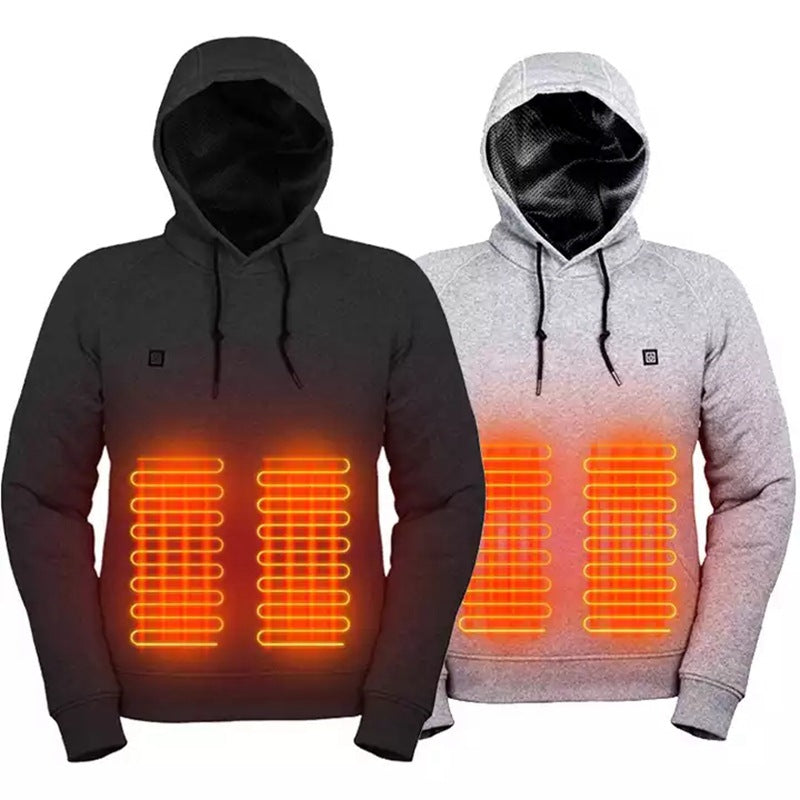 Man i svart uppvärmd hoodie med känguruficka