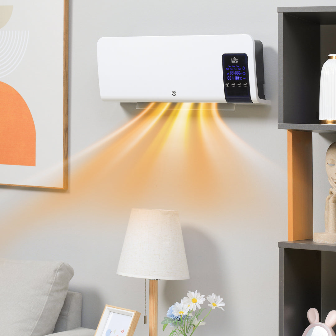 Vit väggvärmefläkt med LED-panel