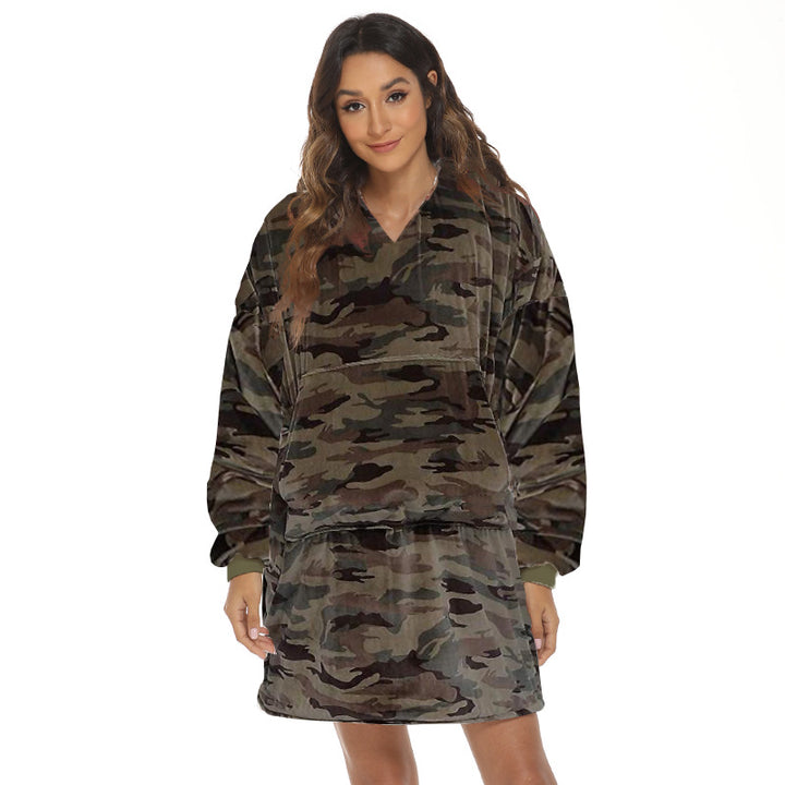 Oversize hoodiefilt med roligt mönster