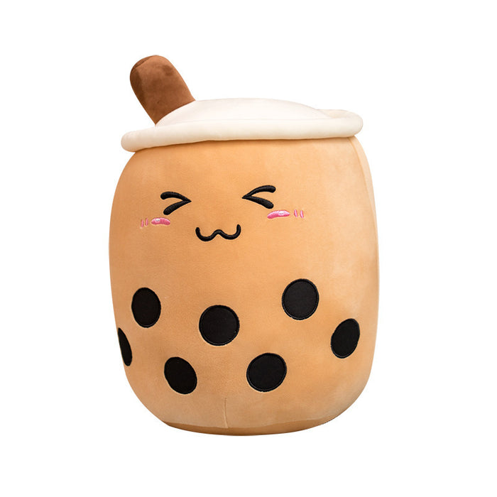 Myslunda Bubble tea-mugg i plysch med broderat ansikte