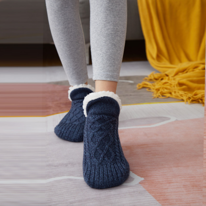 Myslunda™ Stickade sockor med mjukt foder och halkskydd