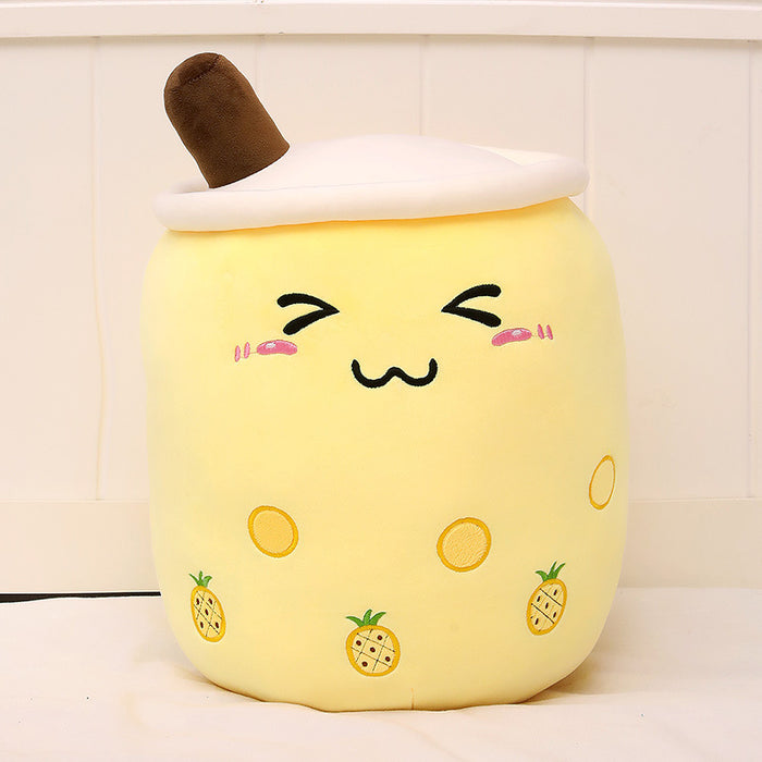 Myslunda Bubble tea-mugg i plysch med broderat ansikte