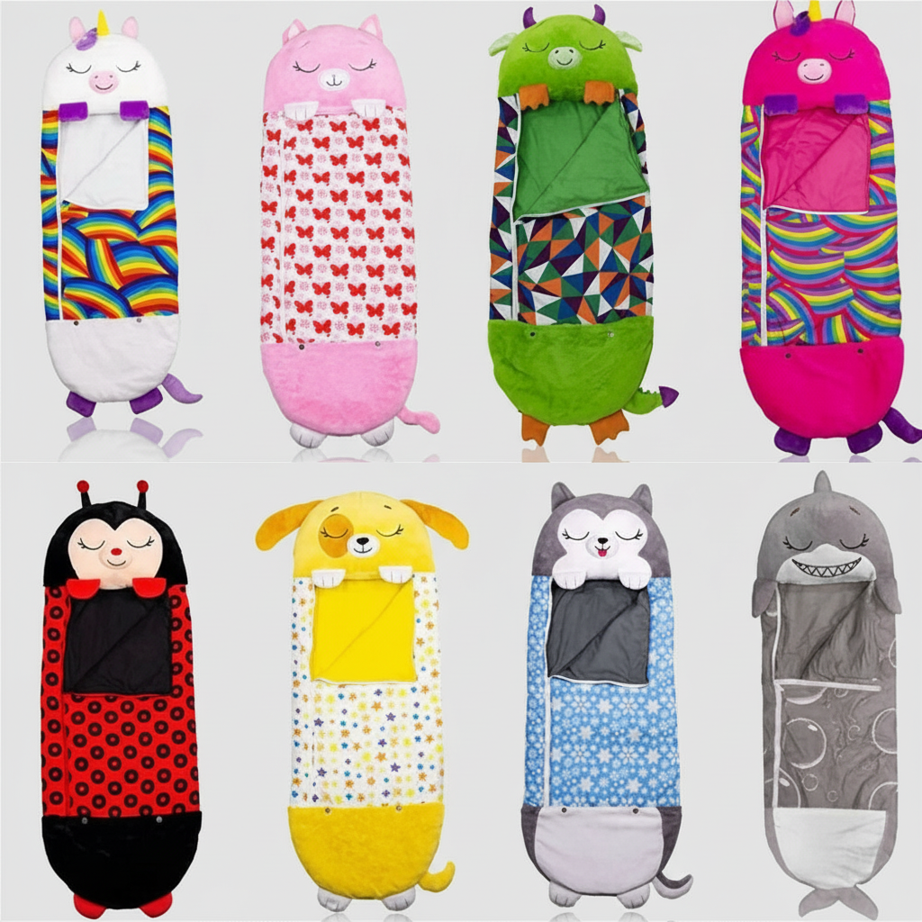 Animal Form Barn Sovande Påse med Vikbar PilLåg Design och Andningsbar Tyg