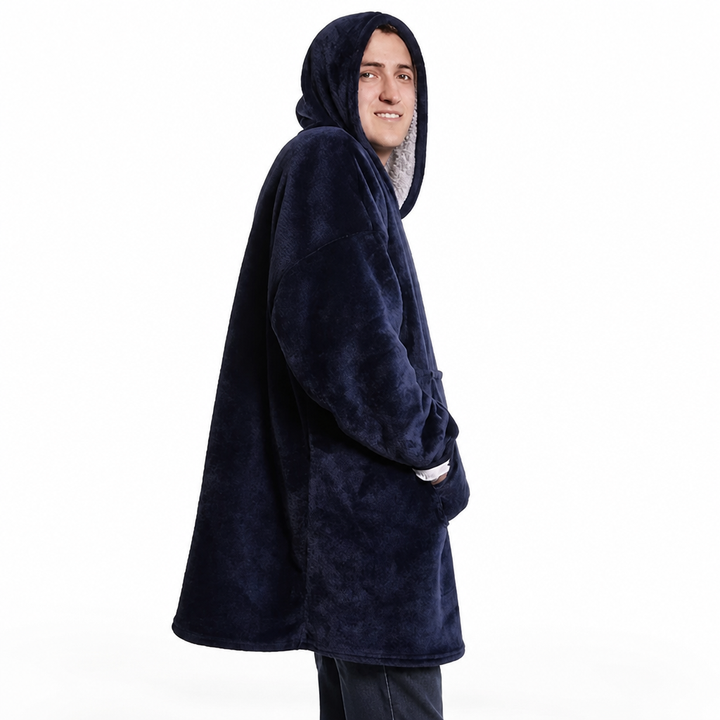 Ultramjuk oversize sherpahoodie-filt med stor ficka