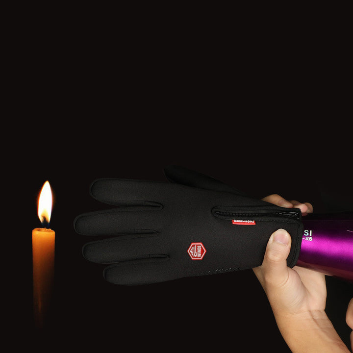 Vinterhandskar med touchfingrar och dragkedja