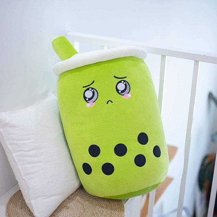 Myslunda Bubble tea-mugg i plysch med broderat ansikte