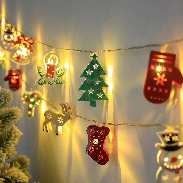 LED-ljusslinga med tomte, ren och snögubbe, batteri eller USB