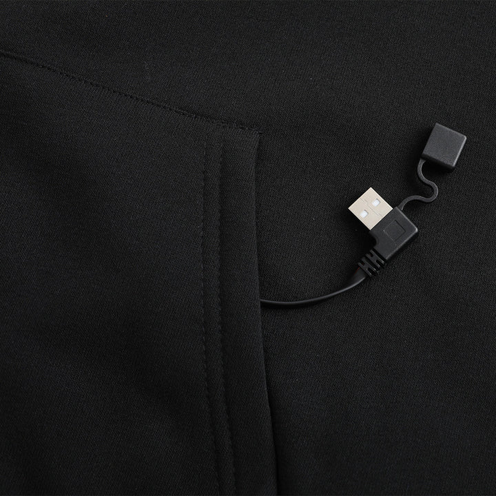 Svart eluppvärmd hoodie herr