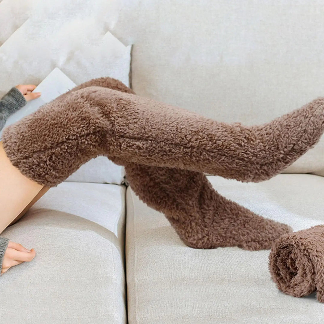 Mjuka overknee-sockor med öppningsbar sula