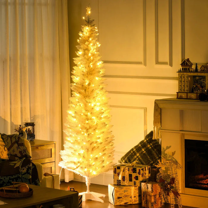 Myslunda Vit smal julgran 183 cm med 200 varmvita LED
