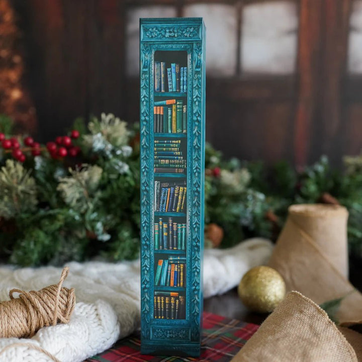 Adventskalender som bokhylla med miniböcker