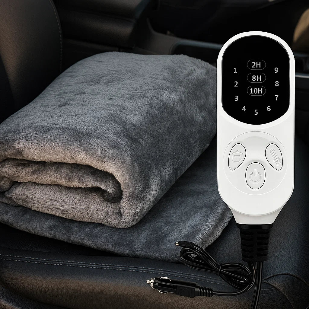 Eluppvärmd bilfilt 12V med 9 värmelägen och timer – Myslunda