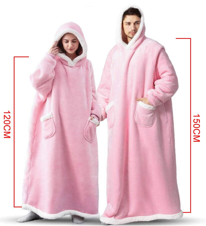 Myslunda™ Extra lång mysfilt med ärmar och varm huva – unisex