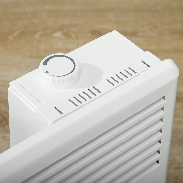Vitt fristående konvektorelement med termostatvred