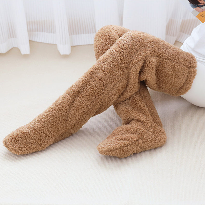 Lurviga overknee-sockor i ljuslila