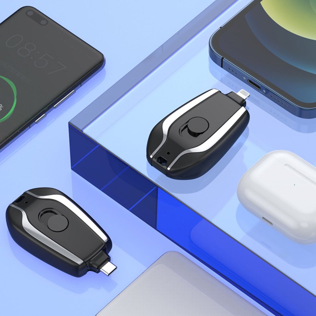 Mini powerbank på nyckelring med mobil