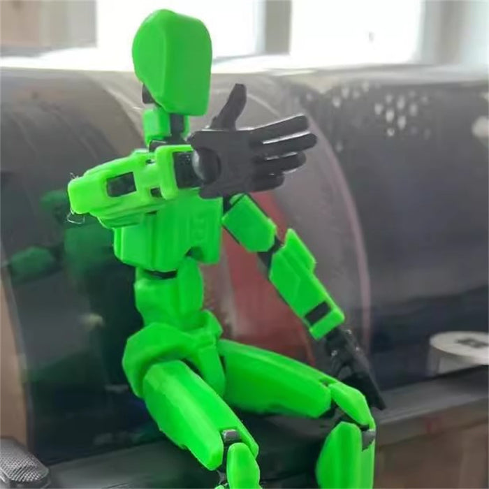 Myslunda 3D-printad robotfigur med rörliga leder