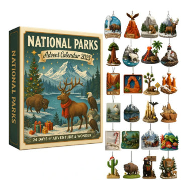 Adventskalender med akrylhängen till julgranen