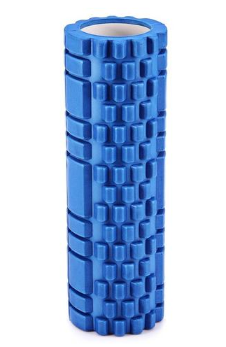 Lila foam roller med rutmönster