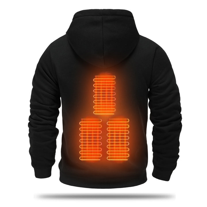 Svart eluppvärmd hoodie herr