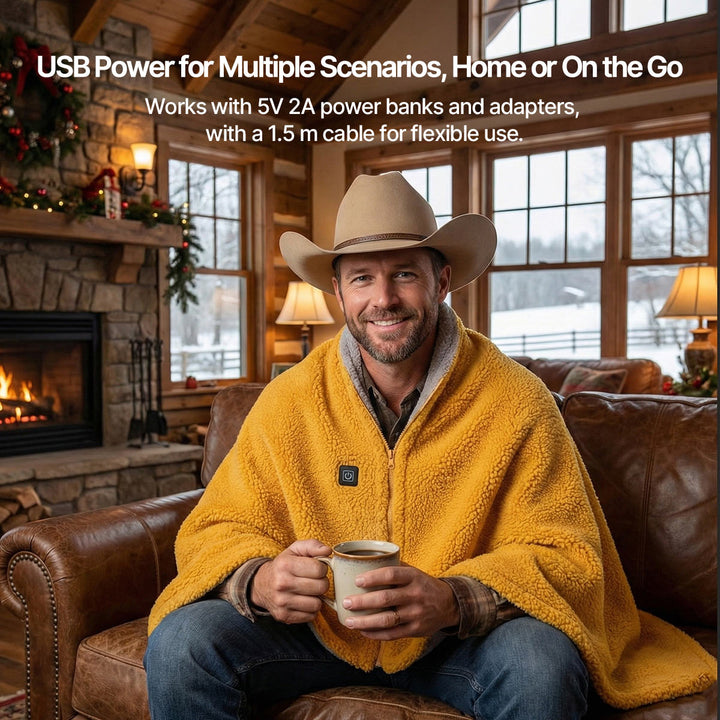 Uppvärmd Pläd - USB-driven, 3-Speed Värme, Sherpa-fleece