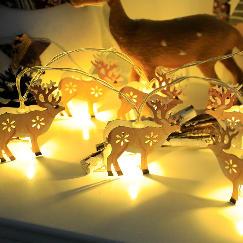 LED-ljusslinga med tomte, ren och snögubbe, batteri eller USB