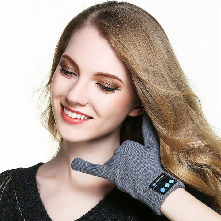Stickade vantar med inbyggt bluetooth-headset