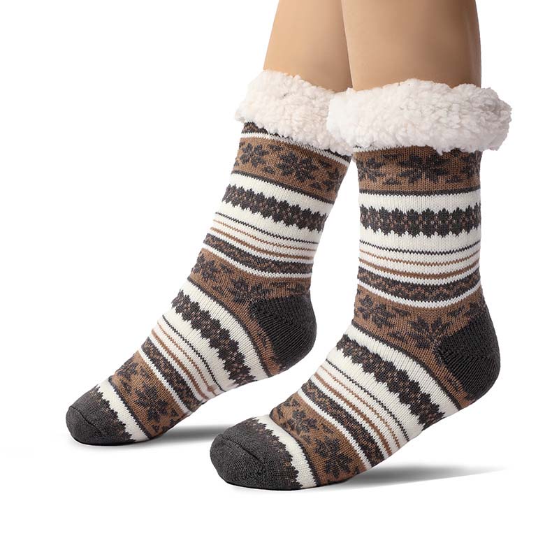 Extra tjocka sockor med snöflingor och halkskydd