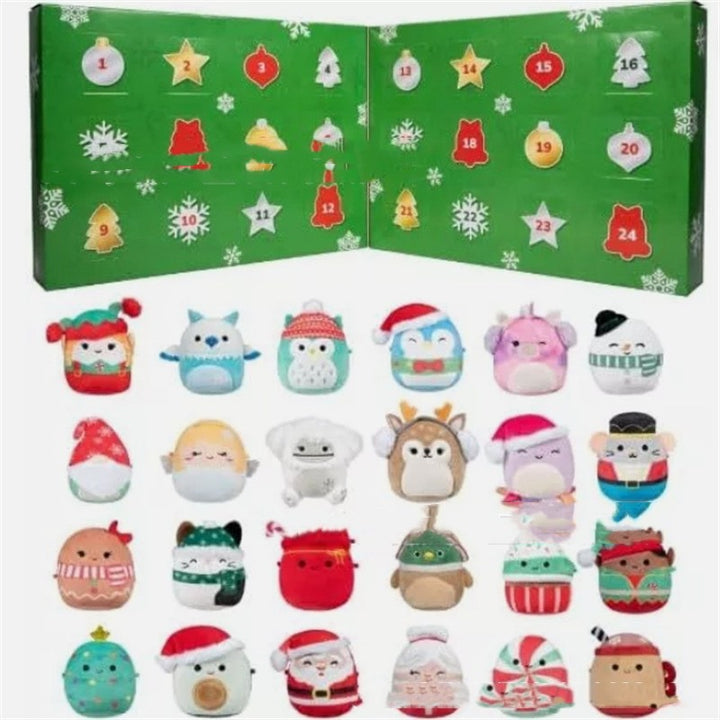 Adventskalender med små mjuka julfigurer