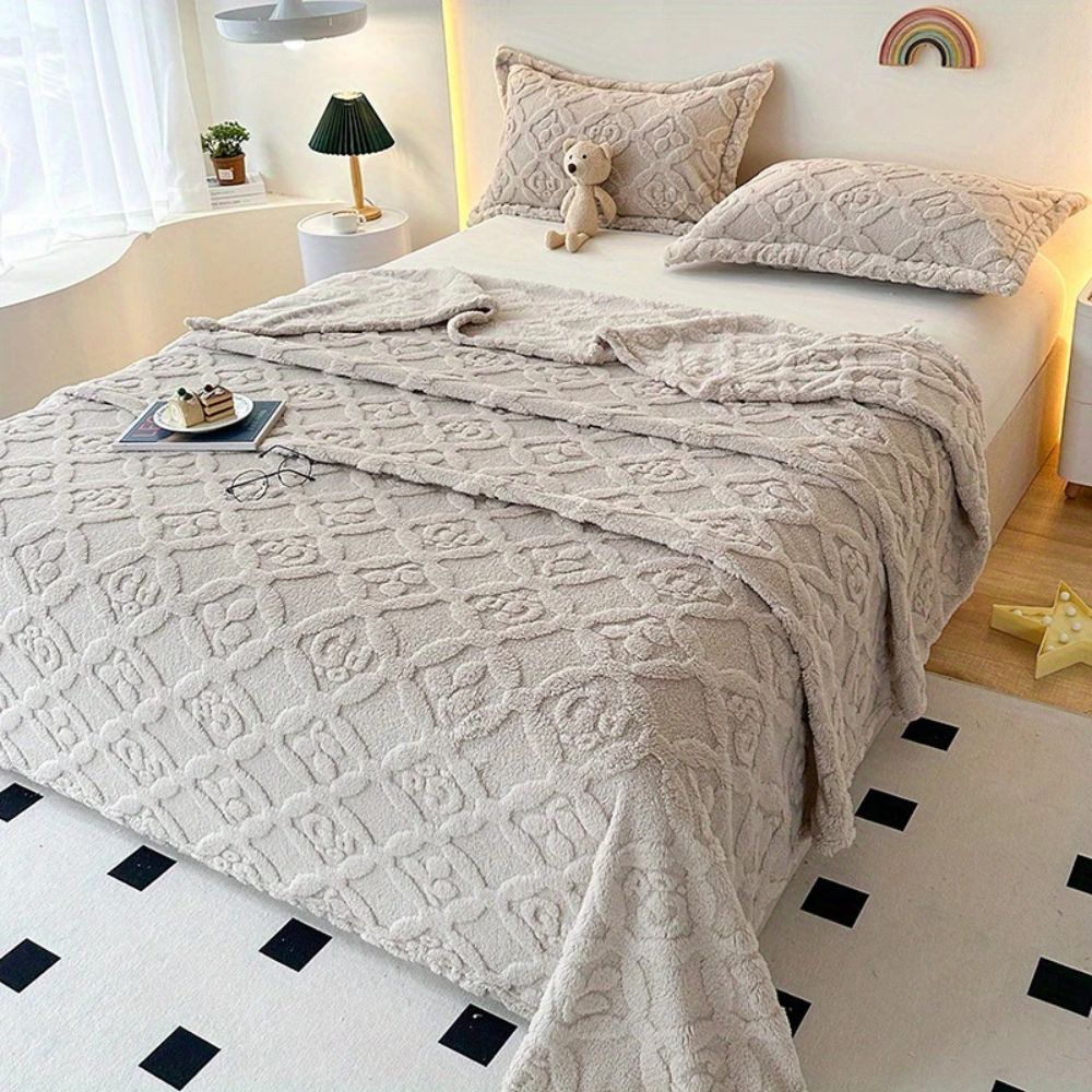 Löv Embroidery Fleece Vinter Filt
