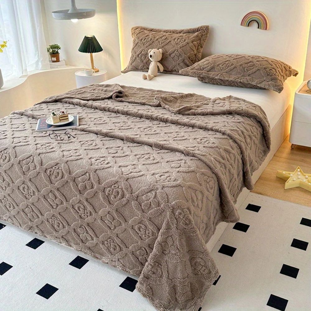 Löv Embroidery Fleece Vinter Filt