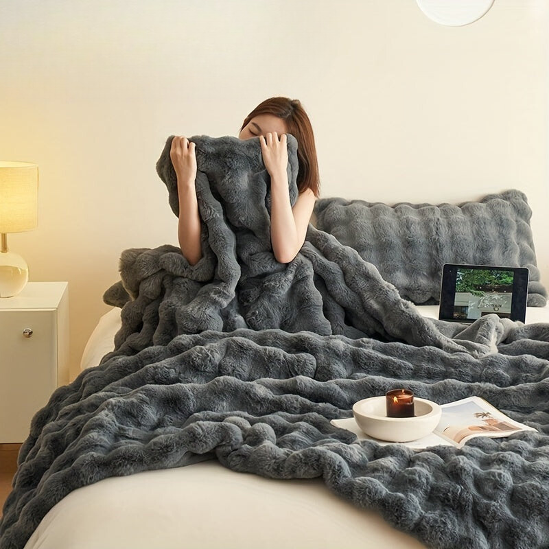 Dubbelsidig Fleece Filt – Mjuk, Varm &amp; Stilren för Alla Säsonger