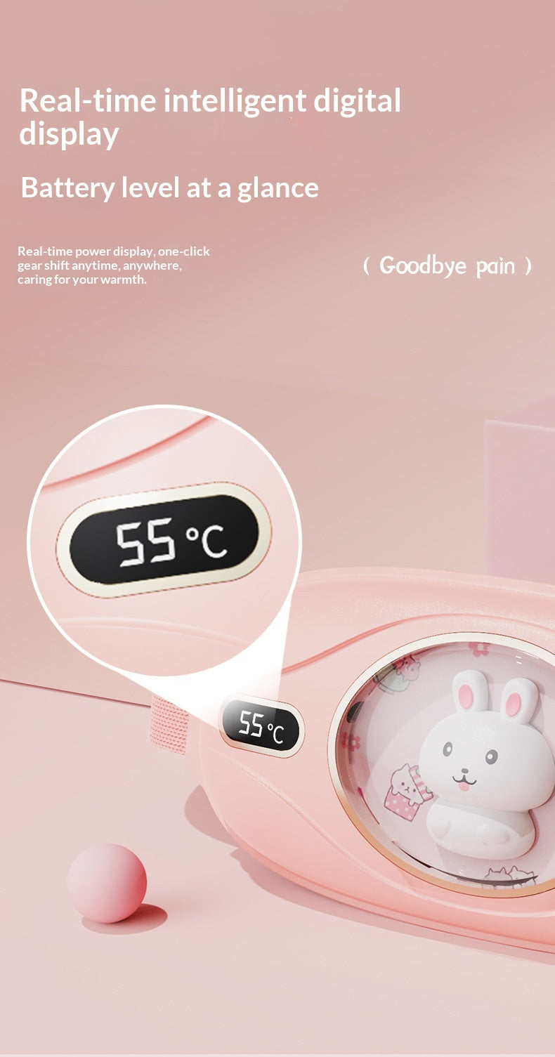 Rosa värmebälte med kaninansikte runt midjan