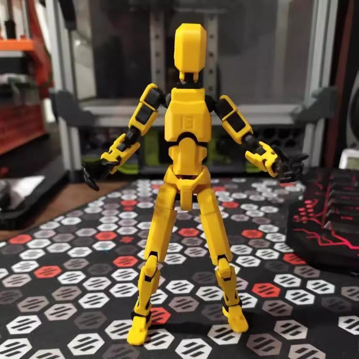 Myslunda 3D-printad robotfigur med rörliga leder