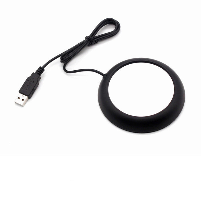 Myslunda USB-koppvärmare med träkant, tunn och diskret