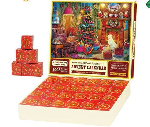 Adventskalender med pussel och julmotiv