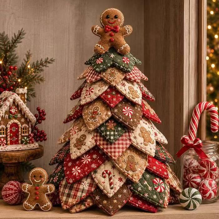 Julgran av vikt tyg med stjärna i toppen