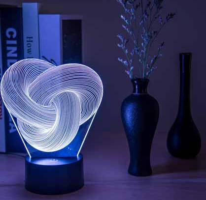 Myslunda Knutformad 3D-lampa i akryl med färgskiftande ljus
