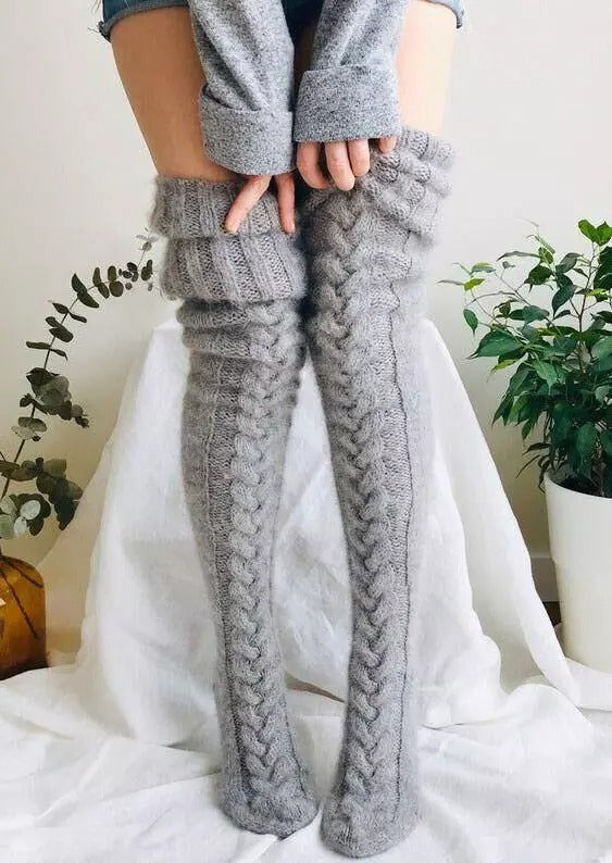 Myslunda™ Handstickade overknee-strumpor, extra långa och mjuka