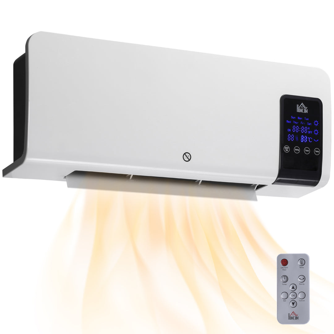 Vit väggvärmefläkt med LED-panel