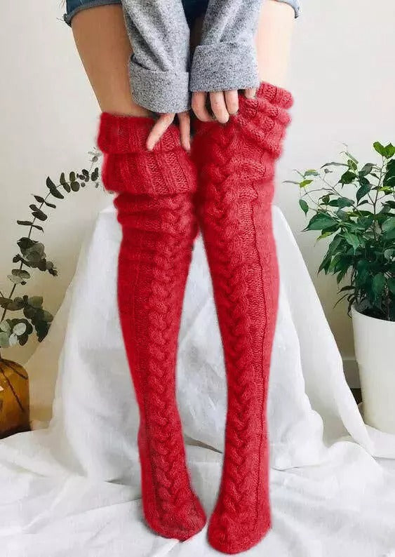 Myslunda™ Handstickade overknee-strumpor, extra långa och mjuka