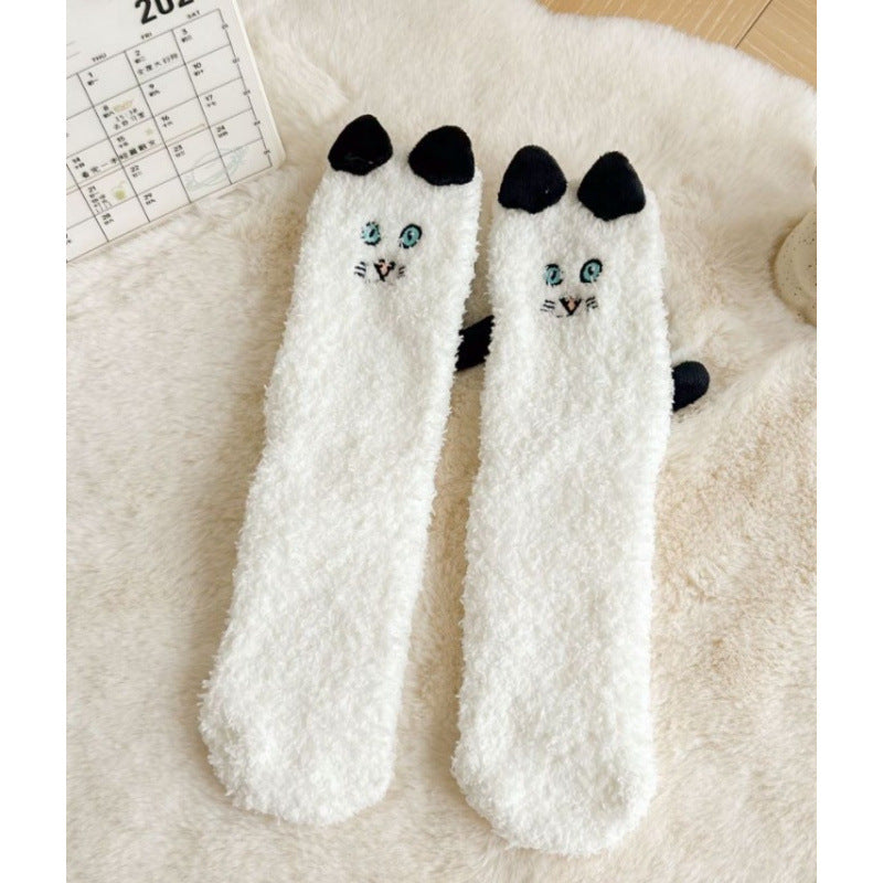 Fleecesockor med kattöron i tigermönster