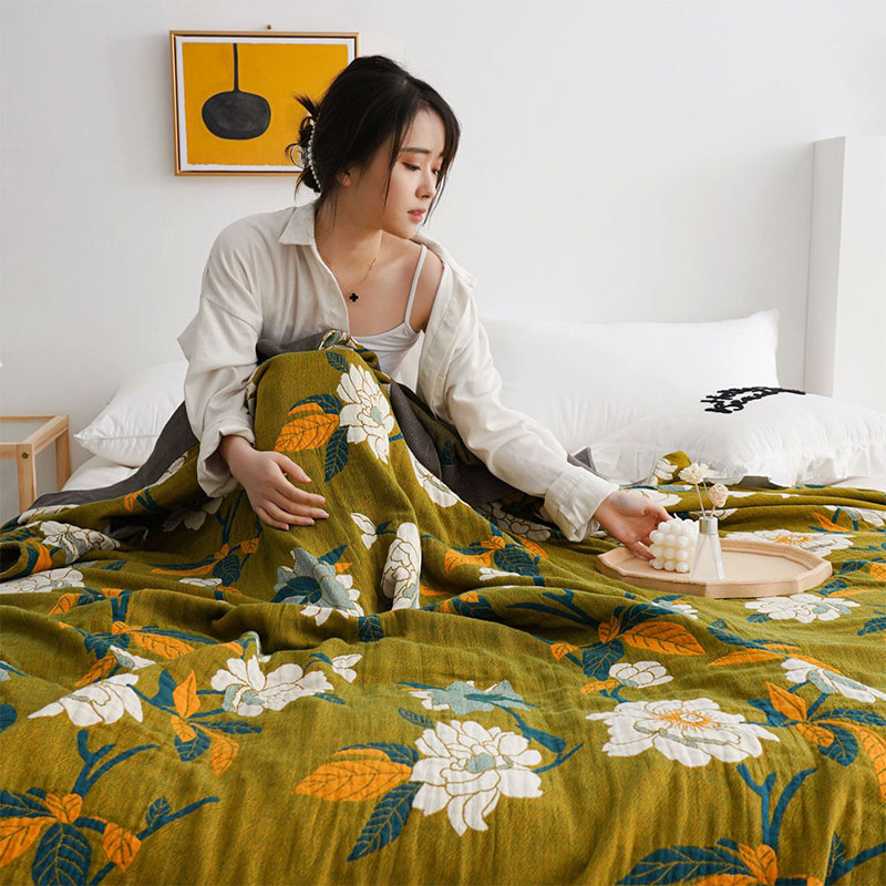 Myslunda™ Vändbart bomullsöverkast i boho-stil med olivblommor