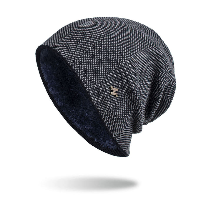 Myslunda Stickad slouchmössa med tjockt plyschfoder