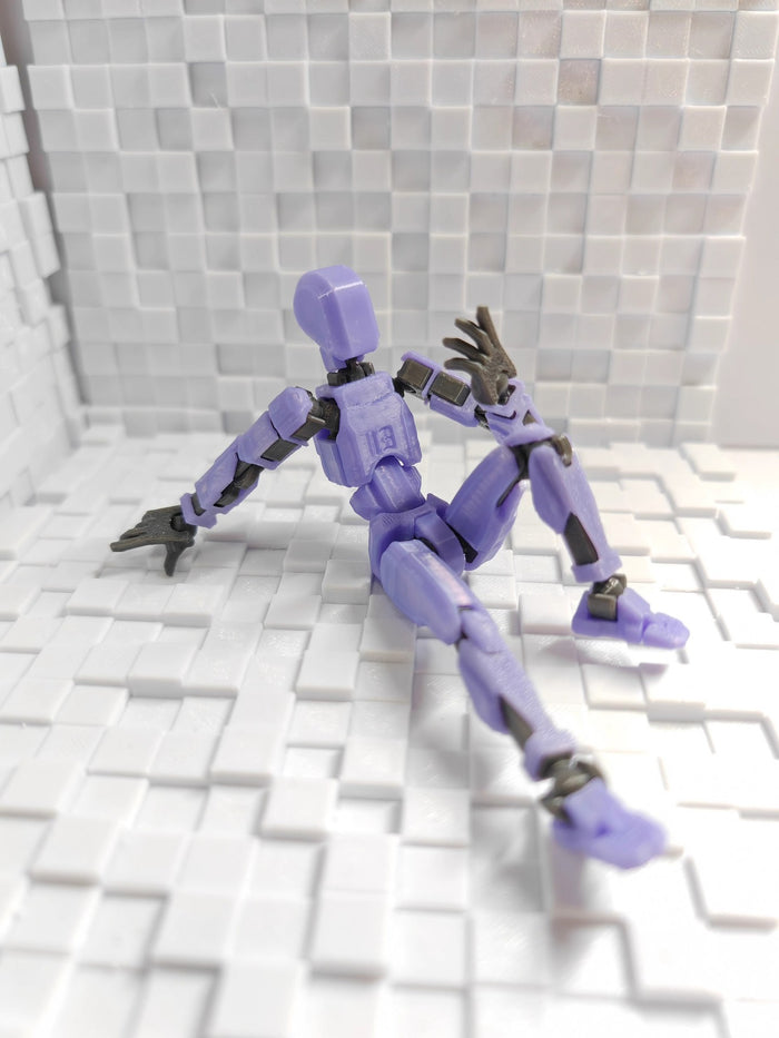 Myslunda 3D-printad robotfigur med rörliga leder