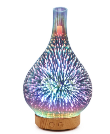 Aroma diffuser i glas med färgglad lampa och 3D-effekt