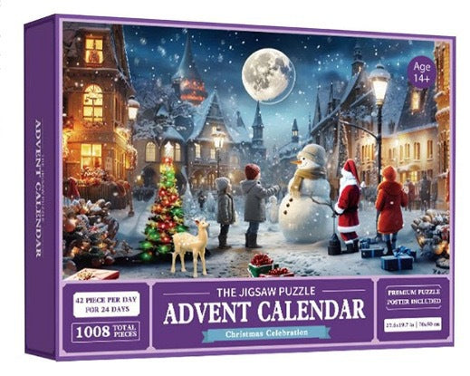 Adventskalender med pussel och julmotiv