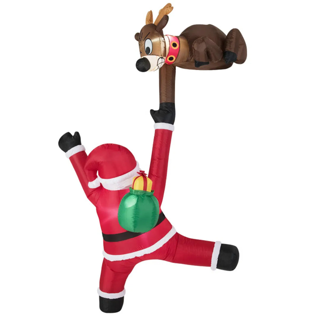 Uppblåsbar tomte med ren som lyser
