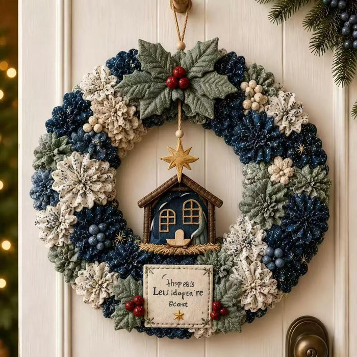Myslunda Julkrans av tyg att göra själv med figur i mitten
